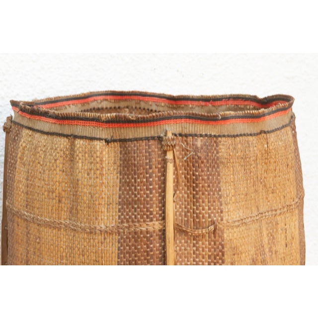 Tall Handwoven Antique Rice Storage Basket For Sale In Los Angeles - Image 6 of 9