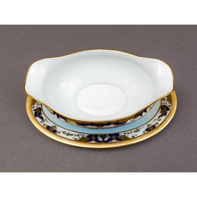 Mid 20th Century Noritake Japan Hand Painted Fish Trout Gravy Sauce Boat & Attached Underplate For Sale - Image 10 of 11