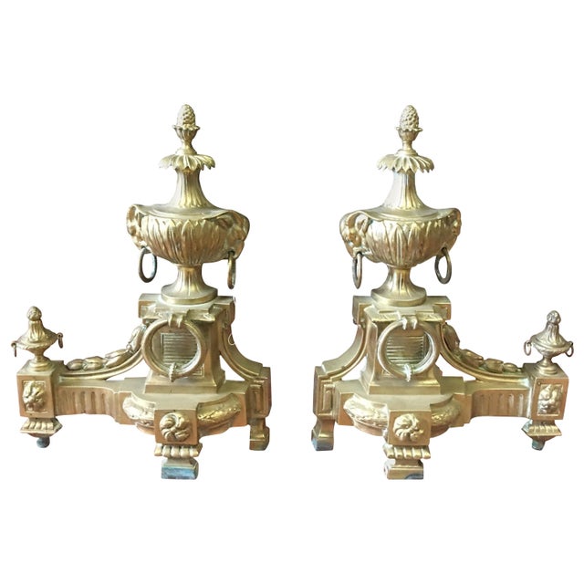 Late 19th Century Antique French Bronze Rams Head Chenets - A Pair For Sale - Image 5 of 5