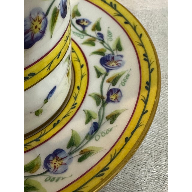 Yellow 1980s Tiffany & Co. Le Tallec Morning Glory Demitasse Cup & Saucer For Sale - Image 8 of 11