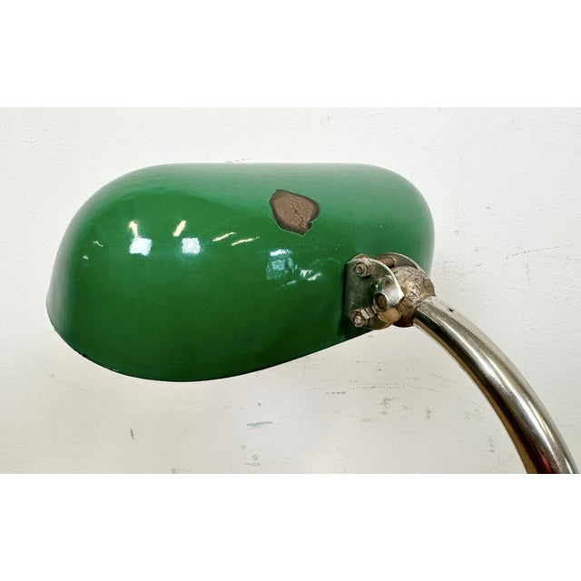 Metal Vintage Green Enamel Bank Lamp, 1950s For Sale - Image 7 of 18