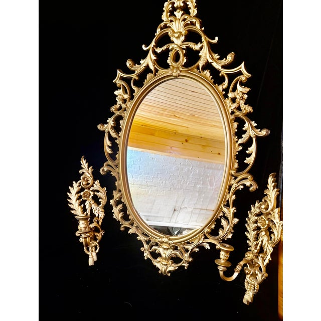 Mid 20th Century Set of 3, Rococo Style Giltwood Wall Mirror Set For Sale - Image 6 of 12