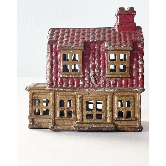 Early 20th Century Cast Iron Bank Colonial House With Side Porch Made by Ac Williams For Sale - Image 4 of 7