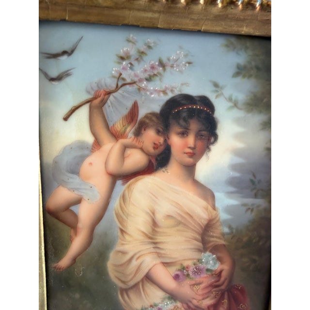 19th Century German Porcelain Plaque "Springtime" Framed For Sale - Image 4 of 13