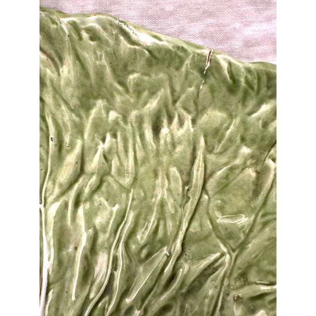 Vintage Bordalo Pinheiro Large Green Cabbage Serving Bowl For Sale - Image 9 of 9