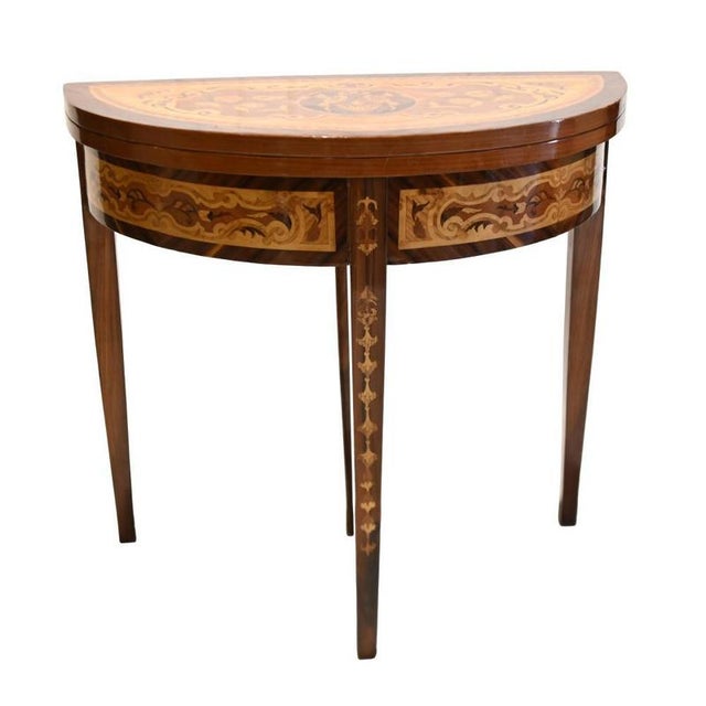 Gold Louis XVI French Demi Lune Console Table For Sale - Image 8 of 9