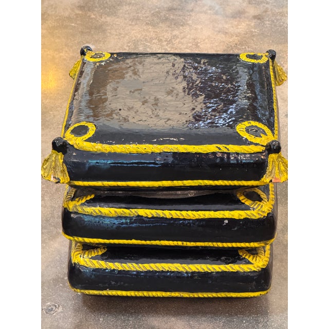 1950s Terracotta Garden Seat in the Form of Stacked Cushions For Sale - Image 4 of 6