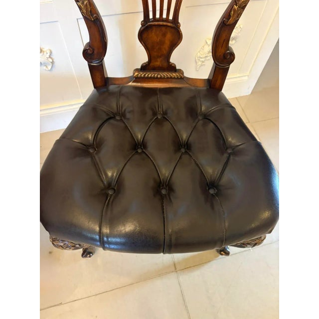 Antique Edwardian Carved Walnut and Gilded Dining Chairs, 1900, Set of 8 For Sale - Image 4 of 15