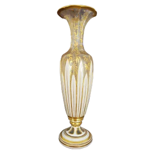 Antique Bohemian Glass Moser Overlay Gilt Vase