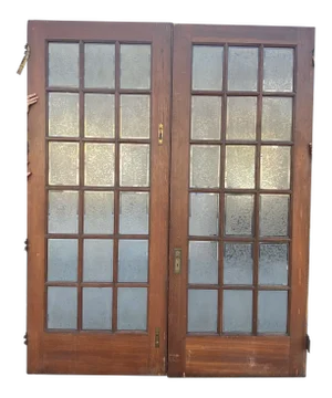 1910s French Doors With Glue Chip Beveled Glass
