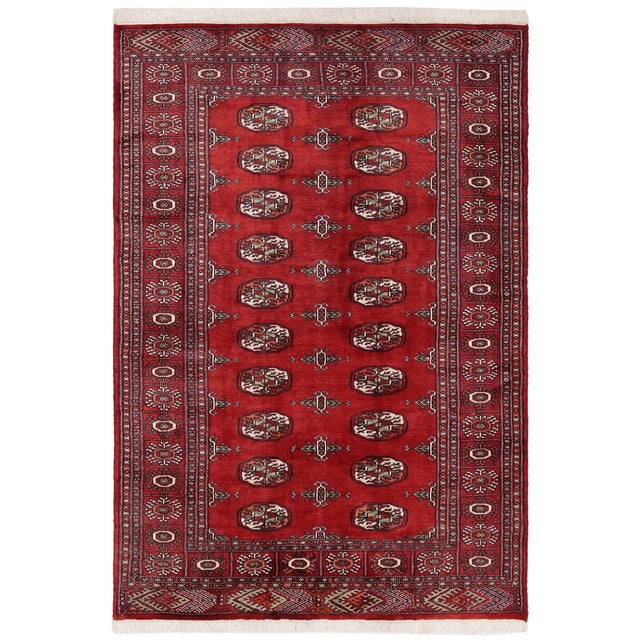 Shabby Chic Bokhara Red/Rust Hand Knotted Wool Rug For Sale - Image 9 of 9