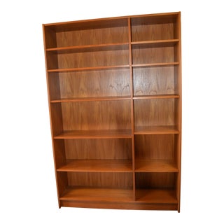 1960s Domino Mobler Denmark Teak Wood Light Tan Bookcase For Sale