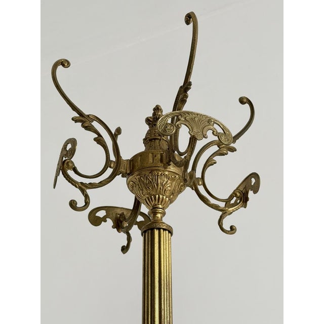 Metal Vintage Brass Hall Stand with Rotating Crown and Lower Hook Ring, 1960s For Sale - Image 7 of 18