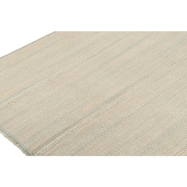 Rug & Kilim’s Contemporary Kilim Rug in Blue and Beige Stripes For Sale In New York - Image 6 of 7