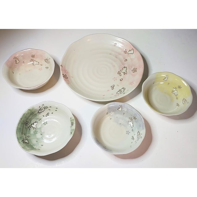 2000 - 2009 2000s Hand-Thrown Bunny Pottery Serving Set - 5 Pieces For Sale - Image 5 of 6
