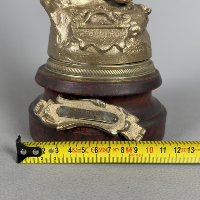 Antique Gilded Antimony Sculpture of a Blacksmith by Ruchet, Early 1900s For Sale - Image 13 of 15