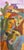 Three figures in profile, warm-toned and serene, emerge from a setting where tropical foliage and village architecture...