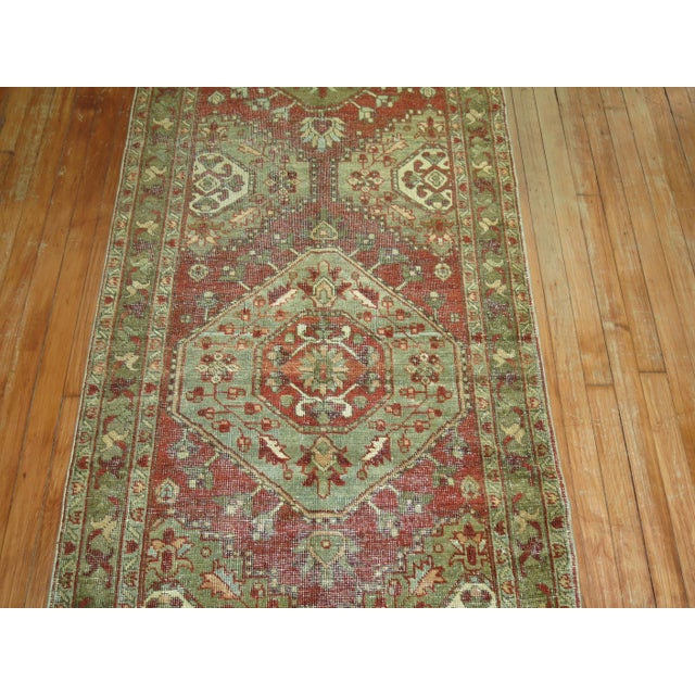Antique Zabihi Collection Rustic Persian Heriz Runner - 3' x 10'9" For Sale In New York - Image 6 of 6
