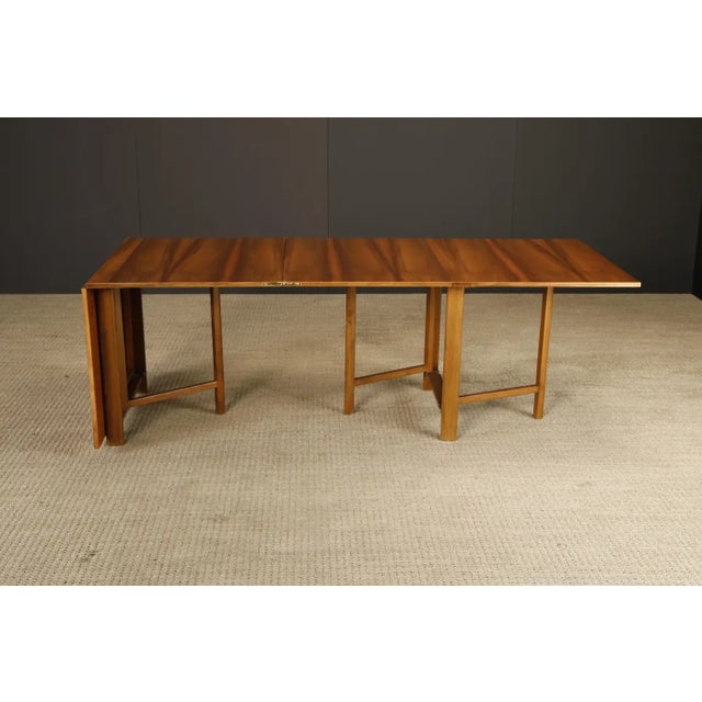 1950s Attributed to Bruno Mathsson Attributed 'Maria' Drop-Leaf Folding Table in Walnut, Sweden, C 1950s For Sale - Image 5 of 18