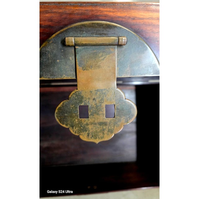 Antique Chinese Polished Rosewood Trunk For Sale - Image 9 of 12