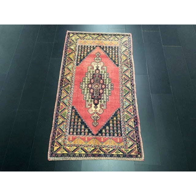 Vintage Geometric Design Turkish Anatolian Multicolor Rug For Sale - Image 11 of 11