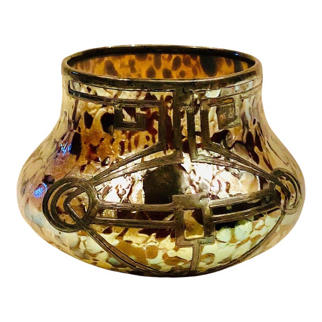 1910s Loetz Art Glass With Silver Overlay Vase For Sale