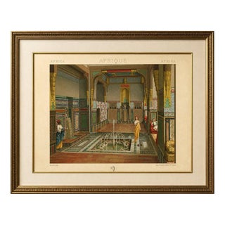 Racinet, Afrique: Cairo Summer Salon Interior, Egypt, 1888, Lithograph For Sale