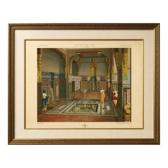 Racinet, Afrique: Cairo Summer Salon Interior, Egypt, 1888, Lithograph For Sale