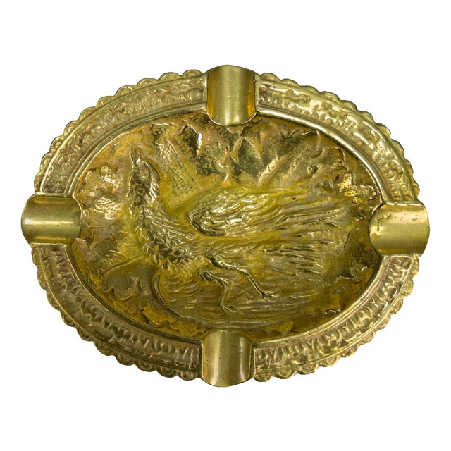 French Bronze Ashtray with Phoenix Bird Motif, 1950s For Sale