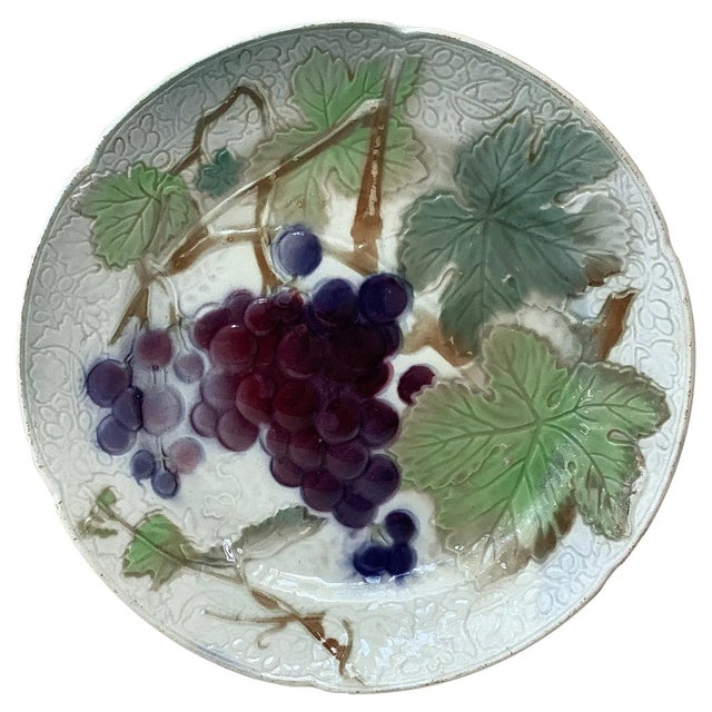 Early 20th Century Keller & Guerin Saint Clement Majolica Grapes Plate For Sale In Austin - Image 6 of 6
