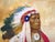 Brown Large Vintage Original Apache Native Indian Chief Oil Painting Portrait / Canvas For Sale - Image 8 of 12