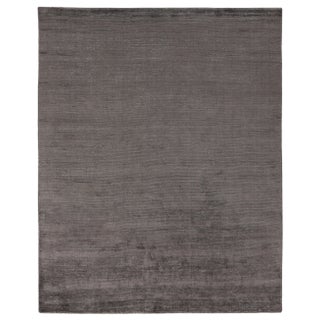 Raven Hand loom Wool/Viscose Dark Gray/Silver Rug-8'x10'" For Sale