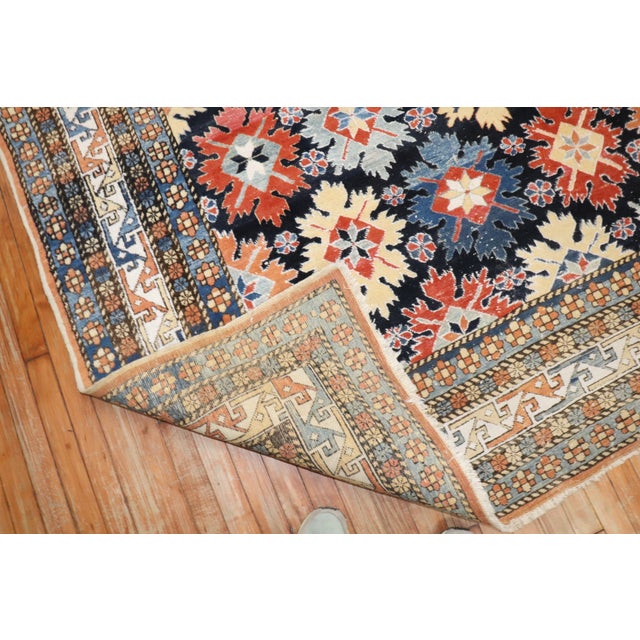 Textile Vintage Zabihi Collection Inspired Turkish Azari Caucasian Snowflake Rug For Sale - Image 7 of 12