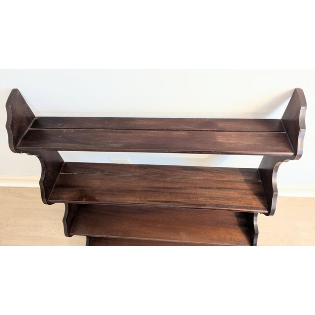 Late 19th Century Mahogany Hanging Wall Shelf Whale End Scrolled 4-Tier For Sale - Image 14 of 14