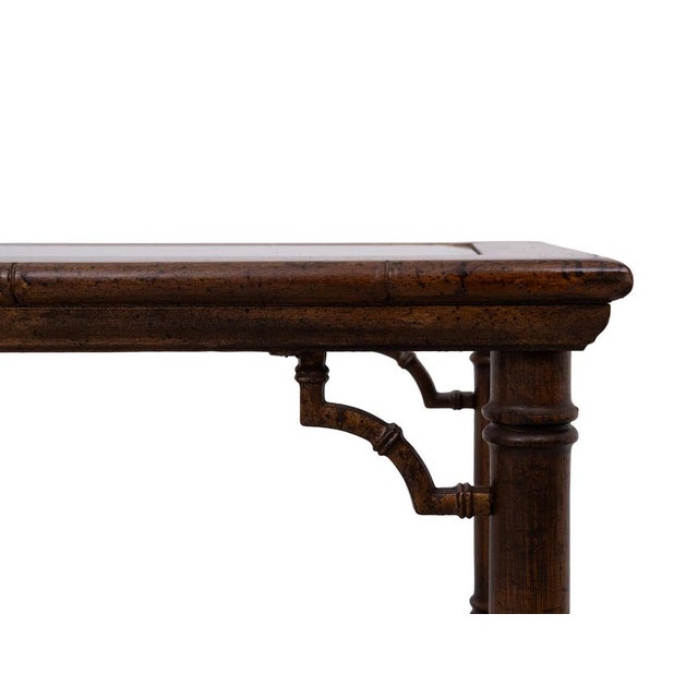 Wood Chippendale Chinese Console Table in Faux Bamboo, 1970s For Sale - Image 7 of 11