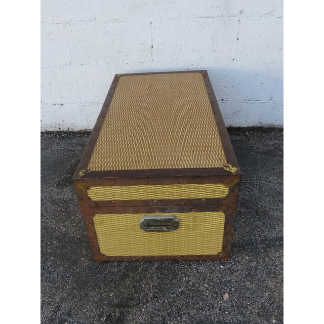 This brilliant Cedar Trunk Chest is made of wood, wicker, solid cedar wood, and metal. This trunk has Hollywood Regency...