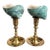 Pair of Vintage Solid Brass Candlesticks With Turbo Shell Topper Sculptures For Sale