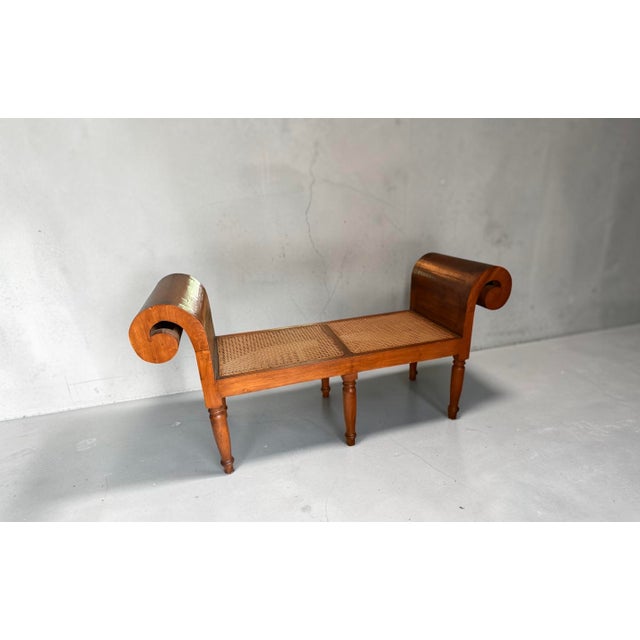 Exquisite antique Anglo Indian / Colonial bench featuring the most wonderful rolled arms. Perfect as an entry or window...