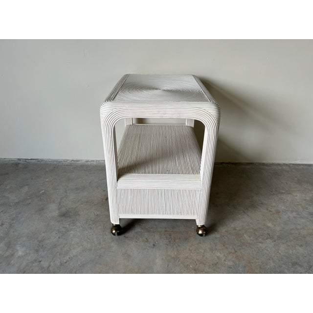 Palm Beach Pencil Reed Rattan Rolling Tv Cart / Nightstand Chairish