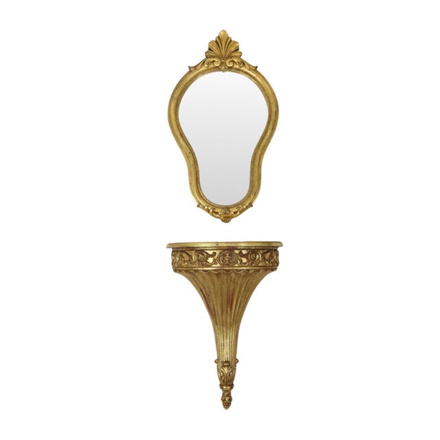 Gilded Baroque Style Mirror with Console, 1960s, Set of 2 For Sale - Image 18 of 18