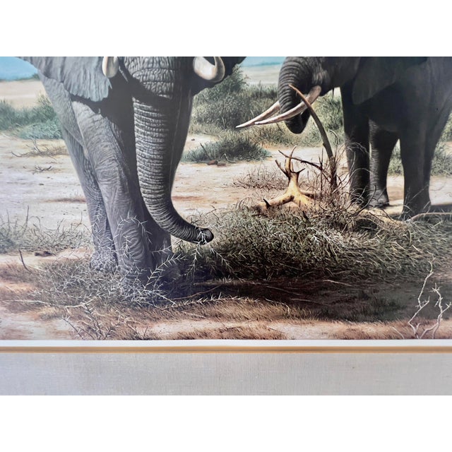 1970s Signed Limited Edition “Elephants at Kilimanjaro” by Artist Charles Francé Framed For Sale - Image 9 of 9