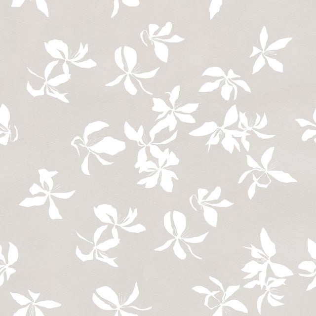 Sample - Floating Petals Wallpaper by Susan Hable in Gray / White For Sale