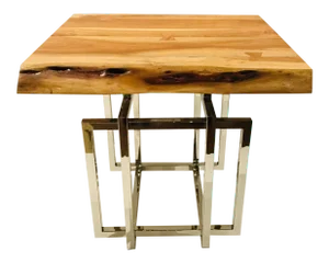 Mid-Century Modern Style Live Edge Wood End Table