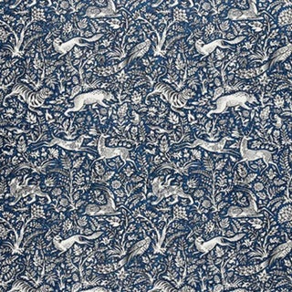 Schumacher Khan's Park Fabric in Navy For Sale