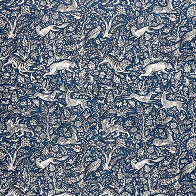 Schumacher Khan's Park Fabric in Navy For Sale
