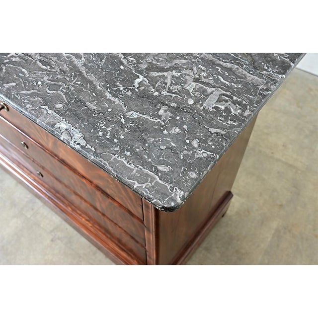 Early 19th Century French 19th Century Louis Philippe Mahogany Commode with Marble Top For Sale - Image 5 of 12