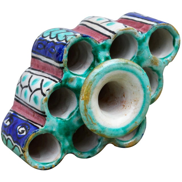 Ceramic Early 20th Century Moorish Ceramic Inkwell & Candle Holder For Sale - Image 7 of 9