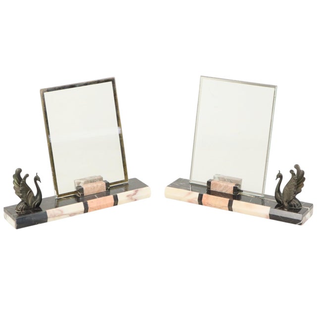 A pair of magnificent, large photo frames—rare, authentic Art Deco pieces. The base is crafted from various types of...