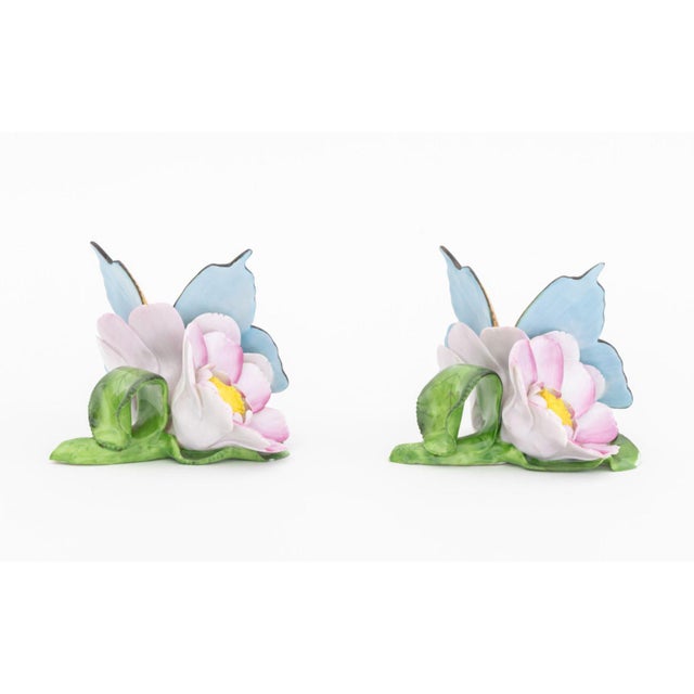 Herend Butterfly and Flower Porcelain Figurines, 2 For Sale In New York - Image 6 of 9