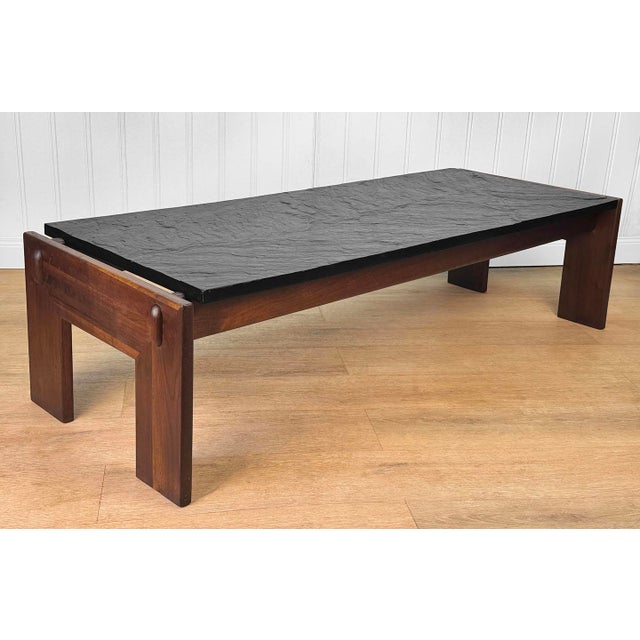 Mid-Century Modern Mid-Century Adrian Pearsall Brutalist Walnut & Slate Coffee Table For Sale - Image 3 of 10